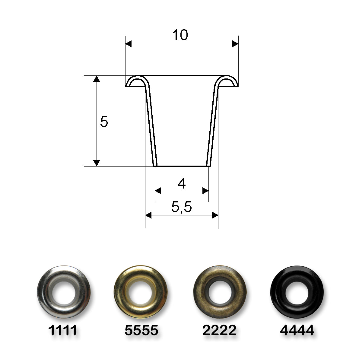 Öljetter 10mm Black nickel Koh-I-Noor