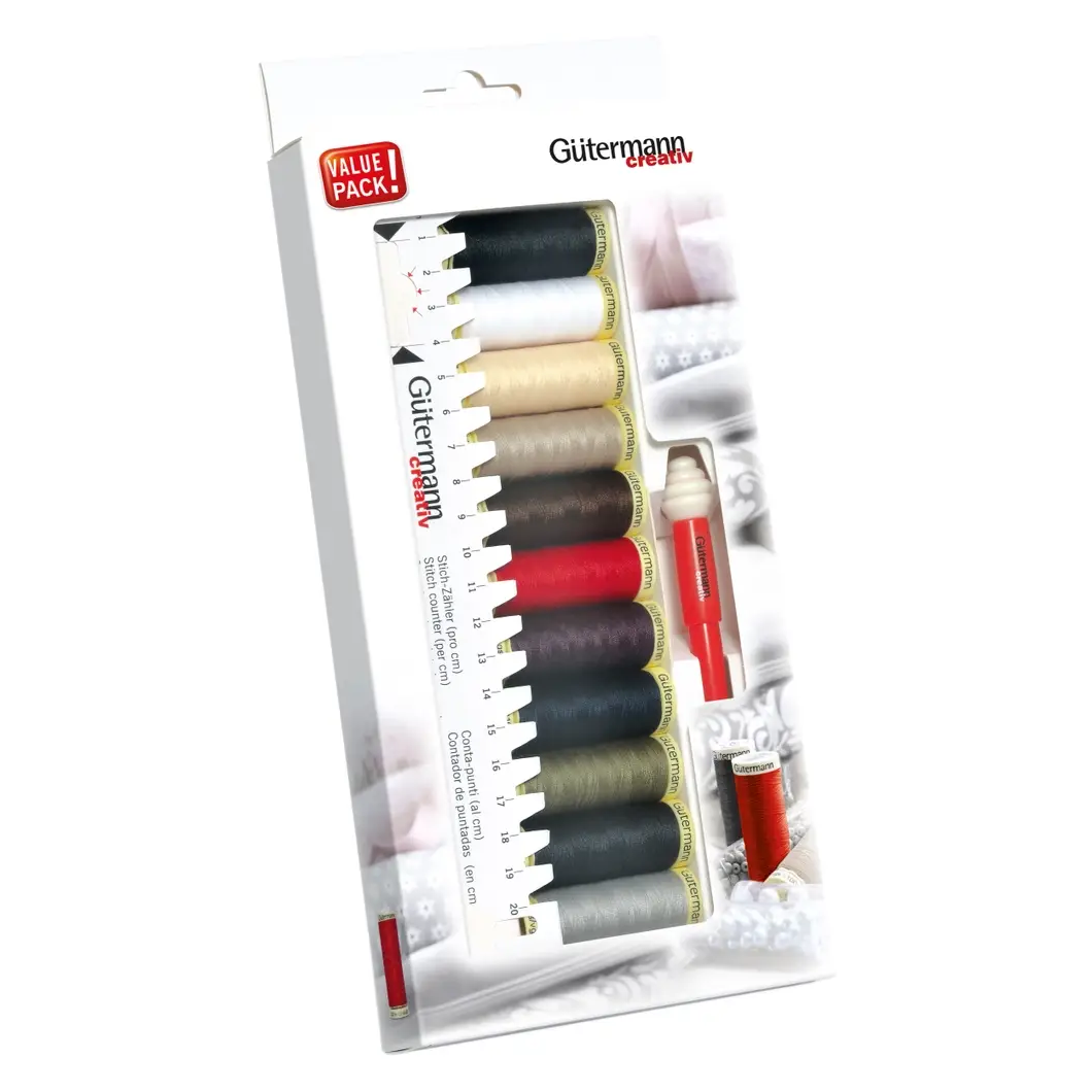 Gütermann Trådset 11 rullar + Mätsticka & Sprättare