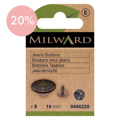 Milward Jeansknappar 16mm Svart