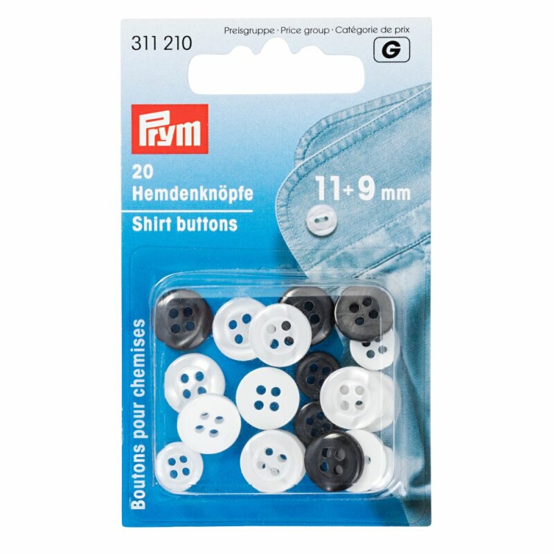Skjortknappar 9 + 11 mm 20 st Prym