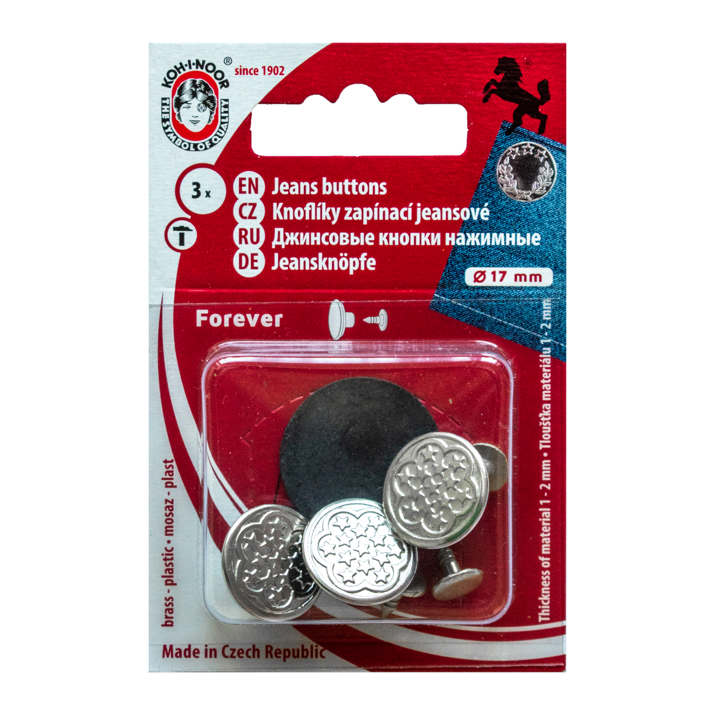 Jeansknappar 17 mm Nickel Koh-I-Noor