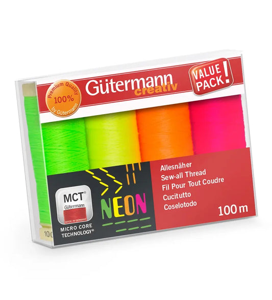 Gütermann Trådset Neon 4 rullar