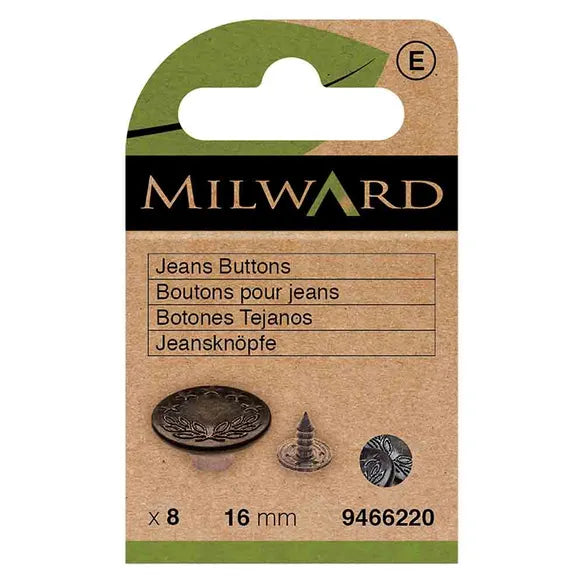 Milward Jeansknappar 16mm Svart