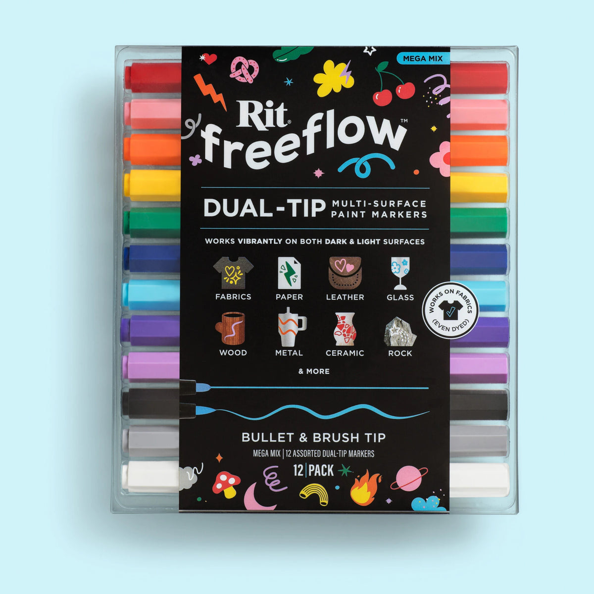Rit FreeFlow Dual-Tip Markers Mega Mix 12-pack