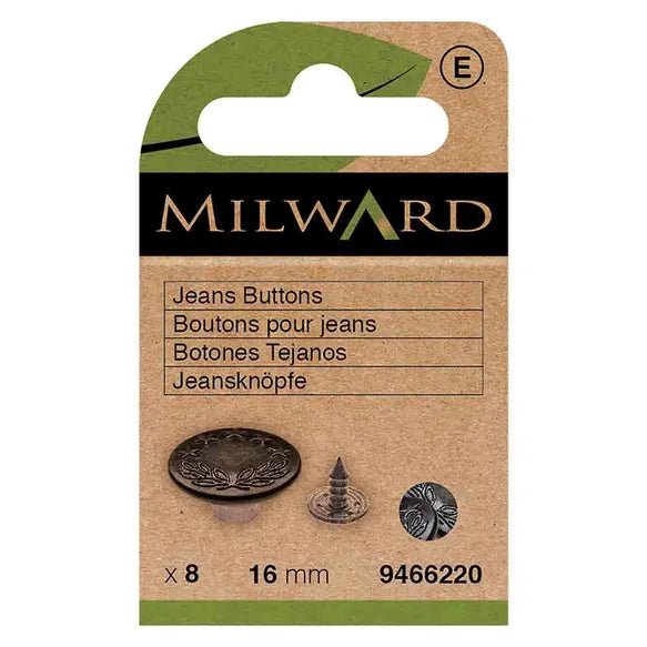 Milward Jeansknappar 16mm Svart - Knappnålen