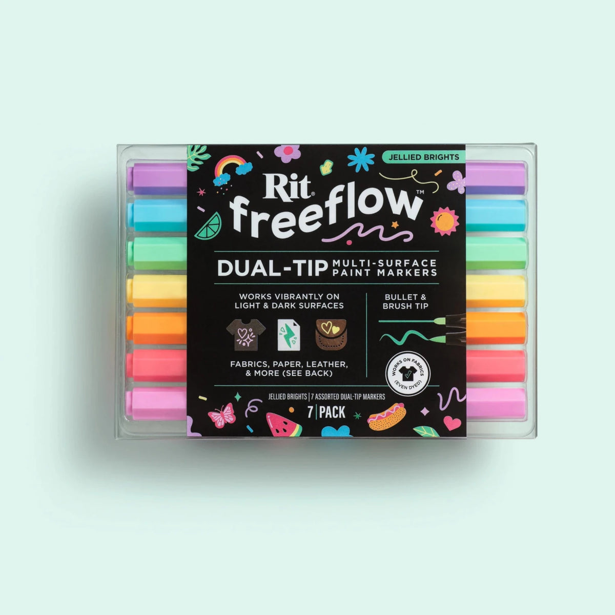 Rit FreeFlow Dual-Tip Markers Jellied Brights 7-pack - Knappnålen