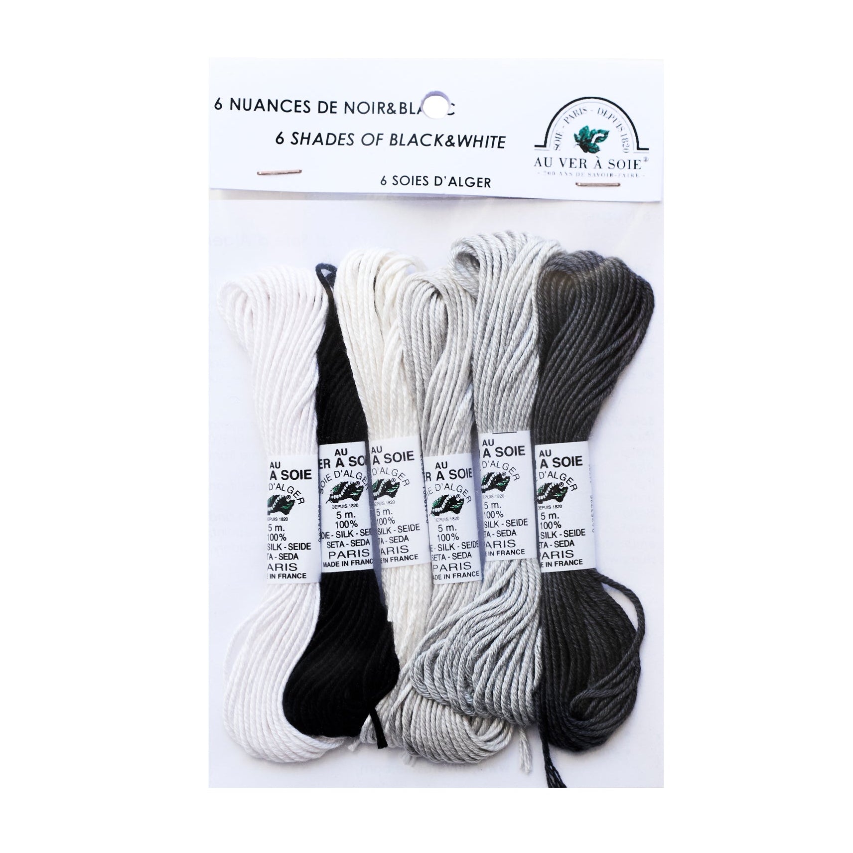 Soie d'Alger Gråskala Silkestråd 6-pack